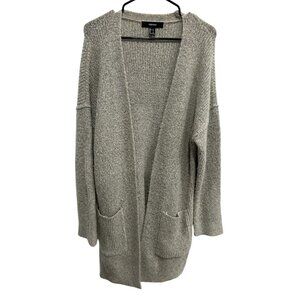 Forever 21 Longline Open Front Cardigan Sweater Beige Sz Large Cozy Knitwear
